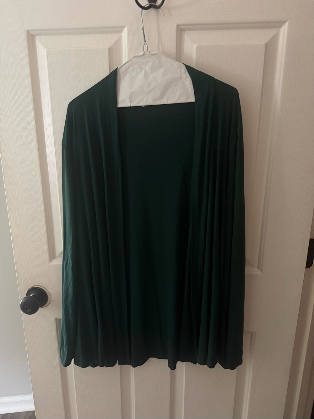 Open-Front Draped Women’s Cardigan - Dark Green